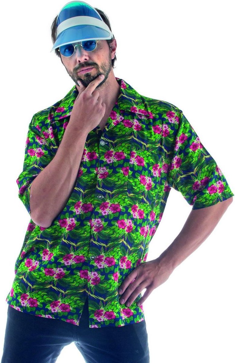 Hawaii & Carribean & Tropisch Kostuum | Hawaii Shirt Tropische Bloemen Man | Maat 52-54 | Carnaval kostuum | Verkleedkleding